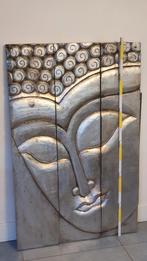 3-delig luik Buddha hout zilver kleurig 80x 120 cm, Ophalen of Verzenden, Zo goed als nieuw