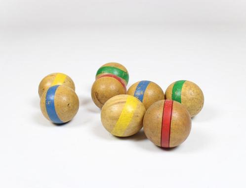 vieilles boules de croquet en bois colorées, Antiquités & Art, Curiosités & Brocante, Enlèvement ou Envoi
