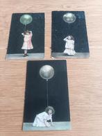 3 kaarten Meisje met ballon 1908, Gelopen, Ophalen of Verzenden
