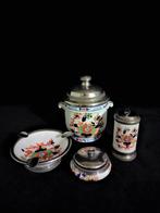 Vierdelig Rokers Set in Frans Porselein en Tin, Ophalen of Verzenden, Zo goed als nieuw, Asbak