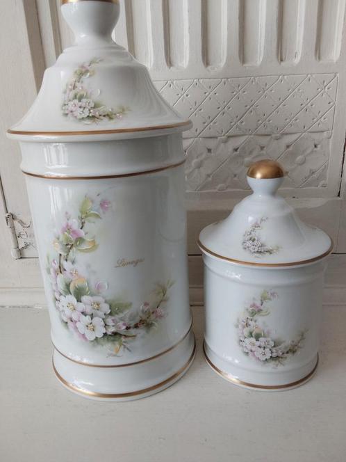 limoge france porcelaine potten 2 stuks kersenbloesem, Antiek en Kunst, Antiek | Porselein, Ophalen of Verzenden