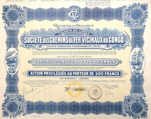 Société des chemins de fer vicinaux du Congo 1932, Timbres & Monnaies, Actions & Titres, Action, 1920 à 1950, Enlèvement ou Envoi