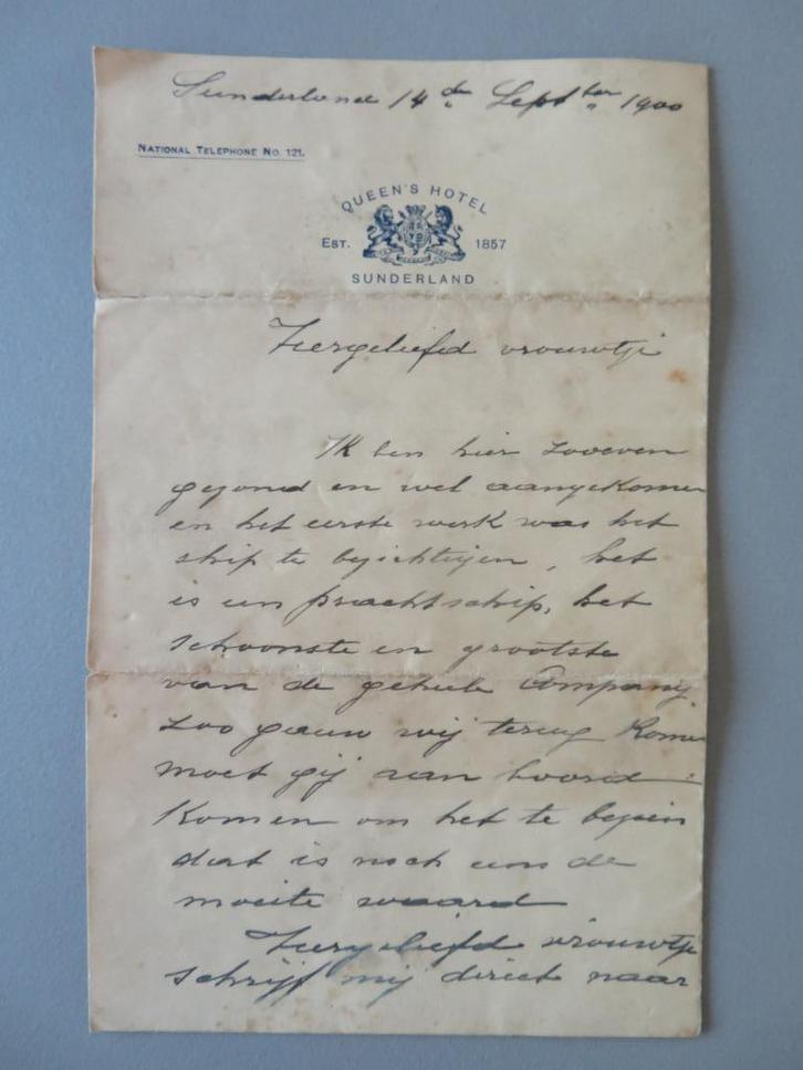 2 Liefdesbrieven 1896-1900 August Klint Kapt. SS Flandre, Verzamelen, Scheepvaart, Zo goed als nieuw, Overige typen, Motorboot