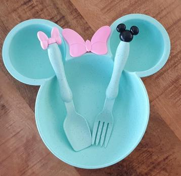 Disney Mickey en Minnie Mouse bord + bestek groen
