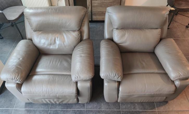 Lederen verstelbare zetels, Huis en Inrichting, Fauteuils, Gebruikt, Leer, 75 tot 100 cm, 75 tot 100 cm, Ophalen