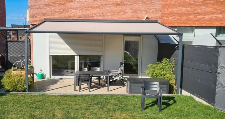 Zonneluifel elektrisch op palen merk brustor, Tuin en Terras, Overkappingen, Gebruikt, Ophalen