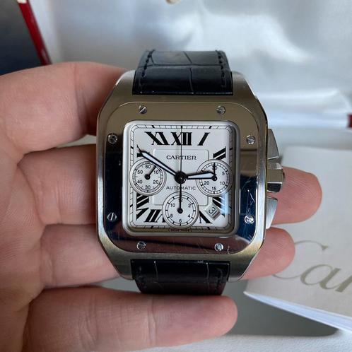 Cartier Santos 100 XL chronograaf horloge, Handtassen en Accessoires, Horloges | Heren, Ophalen of Verzenden