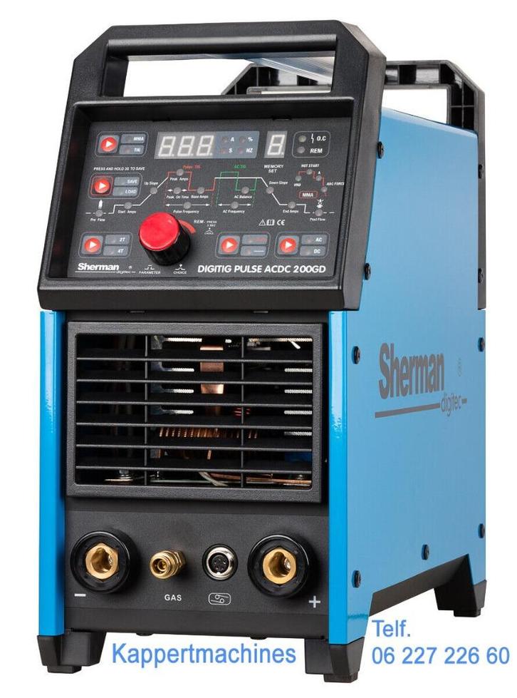Hekwerk Aluminium SHERMAN Tig AC- DC HF puls 200 Ampere, Doe-het-zelf en Bouw, Gereedschap | Lasapparaten, Nieuw, Tig, Ophalen of Verzenden