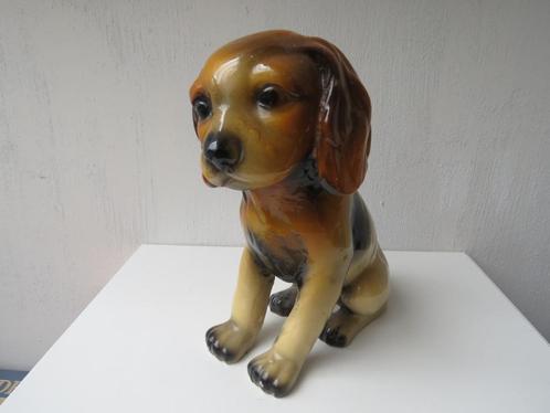 Figurine vintage chien résine pierre 1970, Antiquités & Art, Curiosités & Brocante, Enlèvement ou Envoi