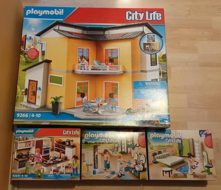 Playmobil City Life modern woonhuis met 3 kamers, Kinderen en Baby's, Speelgoed | Playmobil, Zo goed als nieuw, Complete set, Ophalen