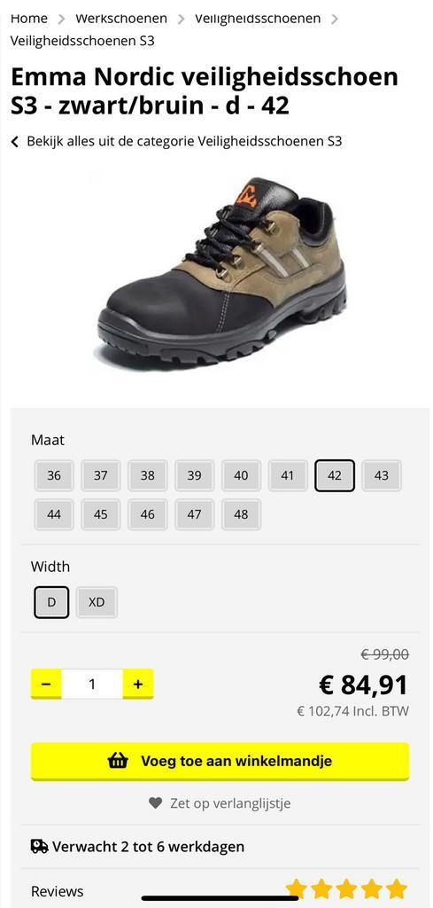 Emma Nordic S3 Veiligheidsschoenen - Maat 42 D, Doe-het-zelf en Bouw, Veiligheidskleding, Zo goed als nieuw, Ophalen