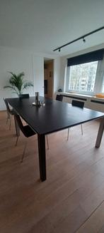 Zwarte moderne vierkante tafels incl stoelen, Huis en Inrichting, Tafels | Eettafels, Ophalen, Gebruikt, Vierkant, 200 cm of meer