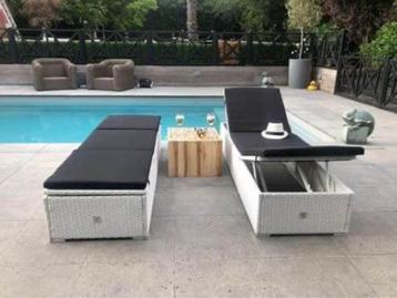PALM TREE DESIGN OUTDOOR set 2 ligzetels - nieuw, Tuin en Terras, Tuinsets en Loungesets, Teakhout, Nieuw, Loungeset, Ophalen