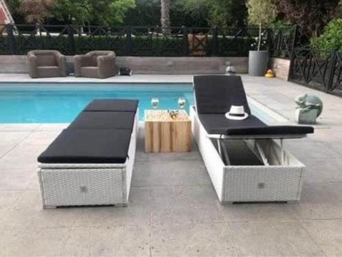 PALM TREE DESIGN OUTDOOR set 2 ligzetels - nieuw, Tuin en Terras, Tuinsets en Loungesets, Nieuw, Loungeset, Teakhout, 2 zitplaatsen