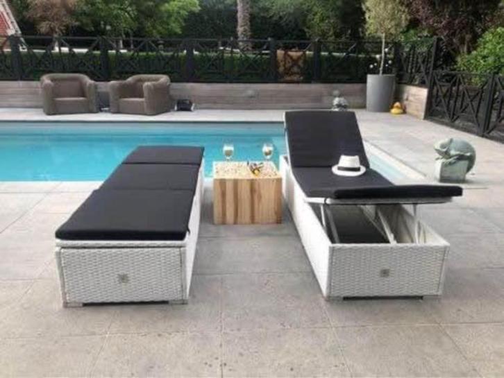 PALM TREE DESIGN OUTDOOR set 2 ligzetels - nieuw, Tuin en Terras, Tuinsets en Loungesets, Nieuw, Loungeset, Teakhout, 2 zitplaatsen