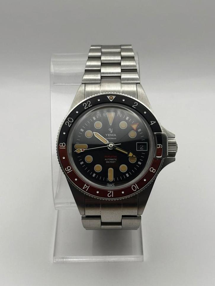 Yema Superman Worldtime GMT “Coke” – 39 mm – Full Set, Handtassen en Accessoires, Horloges | Heren, Ophalen of Verzenden
