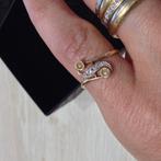 Antieke ring (jaar 30/40) bezet met diamanten, Met edelsteen, Geel, Dame, Goud