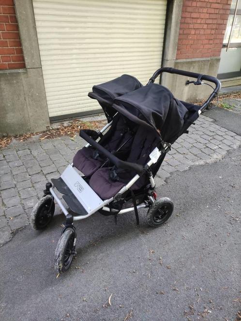 Poussette double jumeaux buggy mountain duet (full), Kinderen en Baby's, Buggy's, Gebruikt, Overige merken, Duomodel, Regenhoes