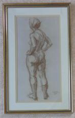 JOOP LIESKER / RUGGELINGS NAAKT / ORIGINEEL / 78x48cm KADER, Antiek en Kunst, Ophalen