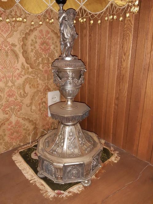 Verzilverde lampadaire met lampekap ART DECO, Antiek en Kunst, Antiek | Zilver en Goud, Zilver, Ophalen