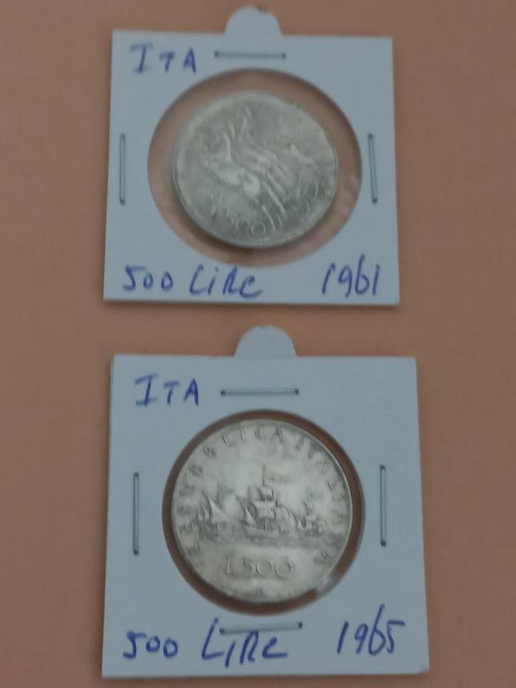2 Italiaanse 500 Lire Zilveren Munten 10% ONDER SPOTPRIJS, Postzegels en Munten, Munten | Europa | Niet-Euromunten, Setje, Italië