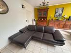 Lederen zetel met longchair NATUZZI, Huis en Inrichting, Ophalen, 250 tot 300 cm, Gebruikt, Hoekbank