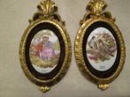 Vintage wanddecoratie 2  ovalen vergulden kaders  met Brusse, Huis en Inrichting, Ophalen of Verzenden, Gebruikt