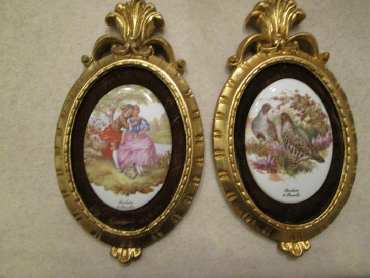 Vintage wanddecoratie 2  ovalen vergulden kaders  met Brusse, Huis en Inrichting, Woonaccessoires | Wanddecoraties, Gebruikt, Ophalen of Verzenden