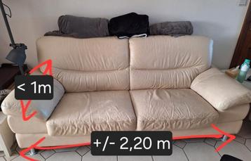 Zetels 3-zit en 2- zit beige leder GRATIS beschikbaar voor biedingen