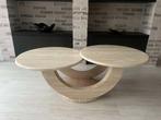 Schitterende design travertin salontafel van Up&Up, Huis en Inrichting, 100 tot 150 cm, Rond, Zo goed als nieuw, Minder dan 50 cm