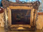 Tableau signé interieur flamand + magnifique cadre doré, Enlèvement