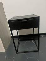 Table d’appoint noire avec tiroir – style moderne en metal, Enlèvement ou Envoi, Comme neuf