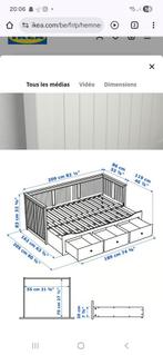 Lit Ikea blanc avec trois tiroirs, Enlèvement, Comme neuf, Deux personnes, Blanc