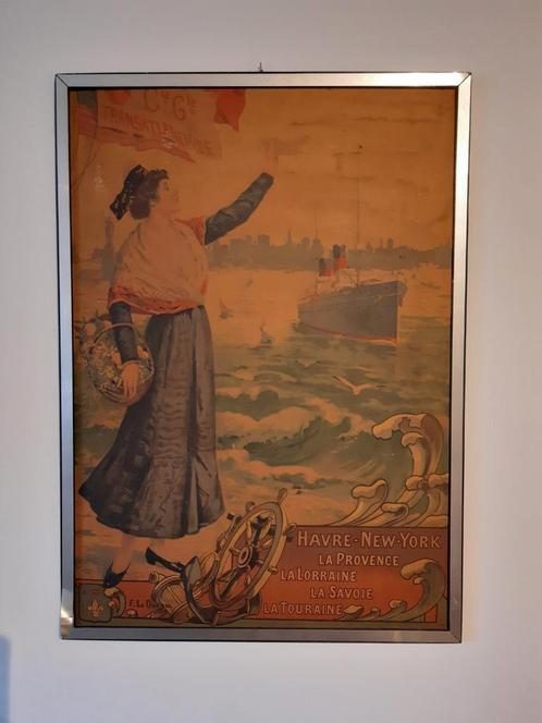 OUDE STEAM OCEAN LINER ADVERTENTIE POSTER/PANEEL, Antiek en Kunst, Kunst | Litho's en Zeefdrukken, Ophalen