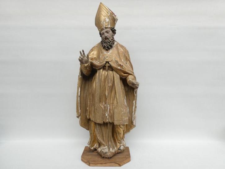 "Sint Nicolaas" groot antiek houten beeld, Antiek en Kunst, Antiek | Religieuze voorwerpen, Ophalen