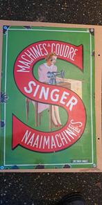 Singer naaimachines oud vintage emaillen reclame bord, Enlèvement ou Envoi, Utilisé, Panneau publicitaire