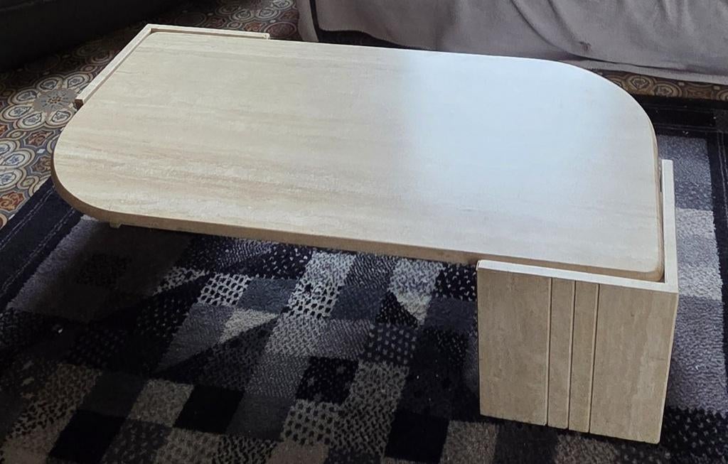 Table Basse Travertin "Eye" - Roche Bobois - Design Bozzoli, Enlèvement, Comme neuf