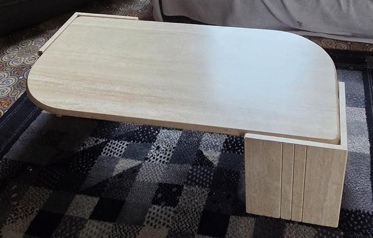 Salontafel Eye van travertijn - Roche Bobois -Design Bozzoli, Huis en Inrichting, Tafels | Salontafels, Zo goed als nieuw, Ophalen