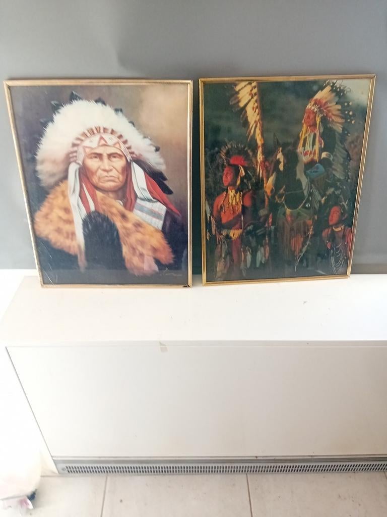 Meerdere indianen beelden en kaders, Antiek en Kunst, Ophalen