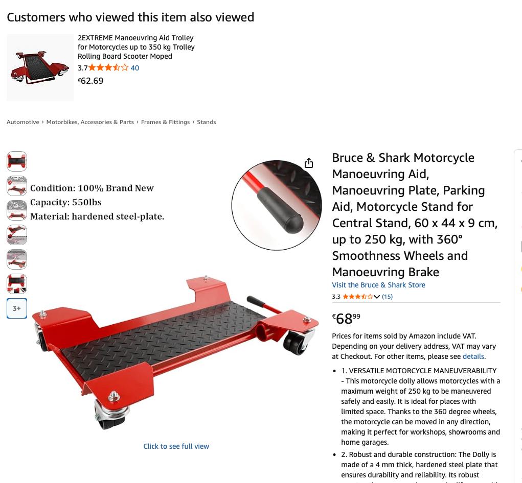 Charriot range moto, Enlèvement, Comme neuf