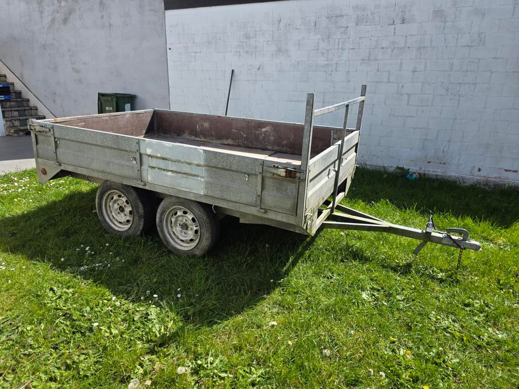 Aanhangwagen dubbelas – 2m50 x 1m50 – gegalvaniseerd, Autos : Divers, Remorques, Enlèvement, Utilisé