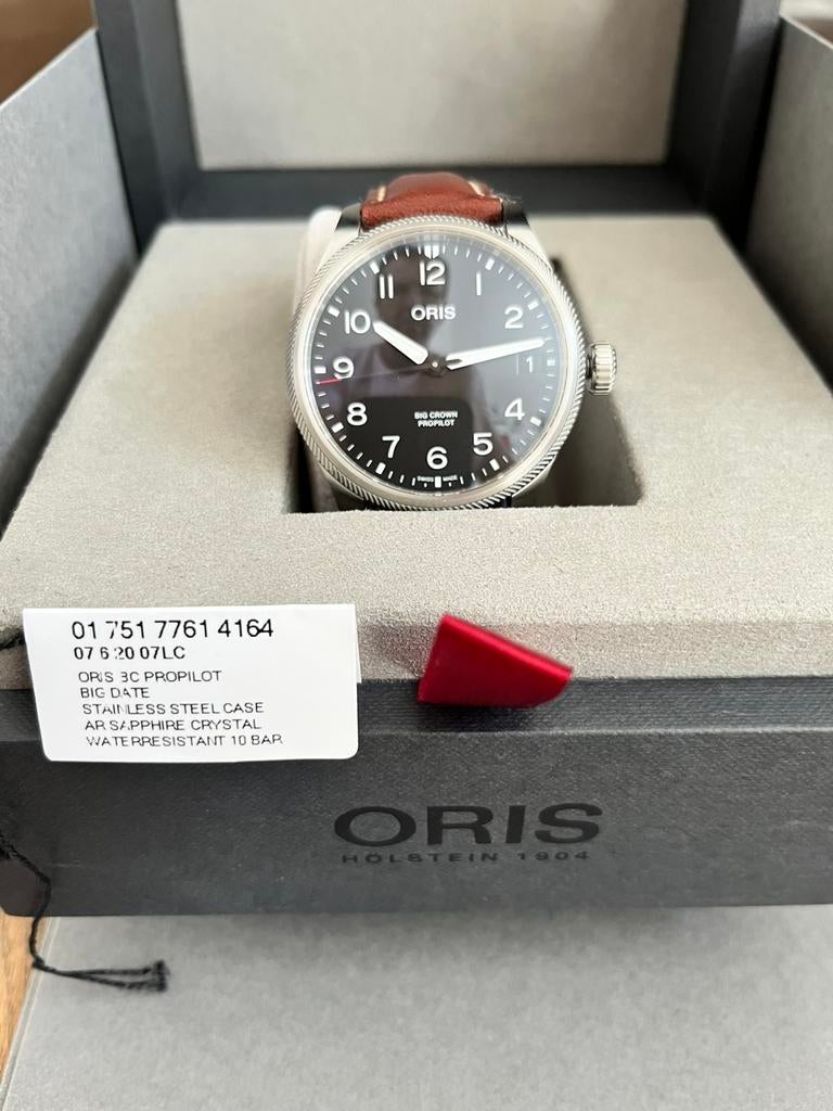 Oris Big Crown Propilot, Handtassen en Accessoires, Horloges | Heren, Zo goed als nieuw, Leer, Ophalen