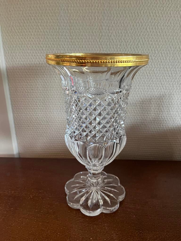 Mooie kristallen vaas met gouden rand, Antiek en Kunst, Antiek | Vazen, Ophalen