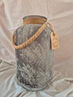 Grote landelijke vaas/lantaarn met touw 40 cm, Huis en Inrichting, Woonaccessoires | Vazen, Ophalen
