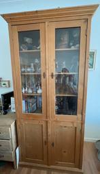 Massief houten vitrinekast, Huis en Inrichting, Ophalen, 100 tot 150 cm, 200 cm of meer, 50 tot 75 cm