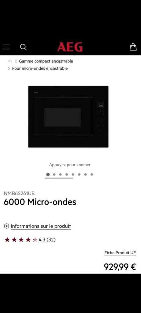 Micro-ondes AEG neuf encastrable, Elektronische apparatuur, Microgolfovens, Ophalen, Oven, Microgolfoven