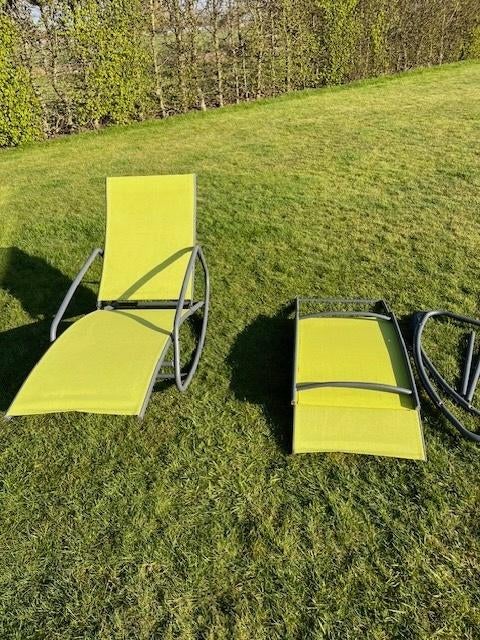Deux beaux transats à bascule, Jardin & Terrasse, Chaises longues, Enlèvement, Utilisé, Synthétique, Mobile
