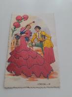 prachtige geborduurde prentkaart uit spanje flamencodanseres, Verzamelen, Ophalen of Verzenden, Prent