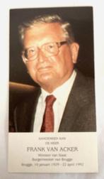 Aandenken aan Minister van Staat Frank Van Acker, Enlèvement ou Envoi, Image pieuse