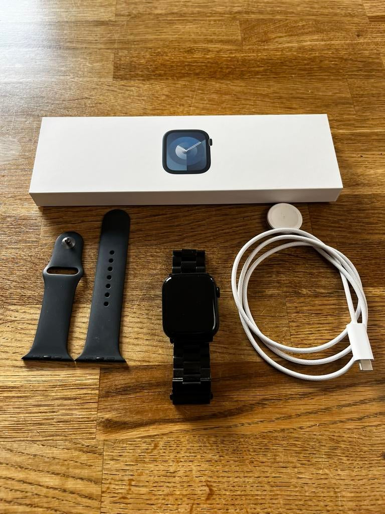 Apple Watch series 9, Handtassen en Accessoires, Smartwatches, Ophalen, Gebruikt, Zwart, IOS